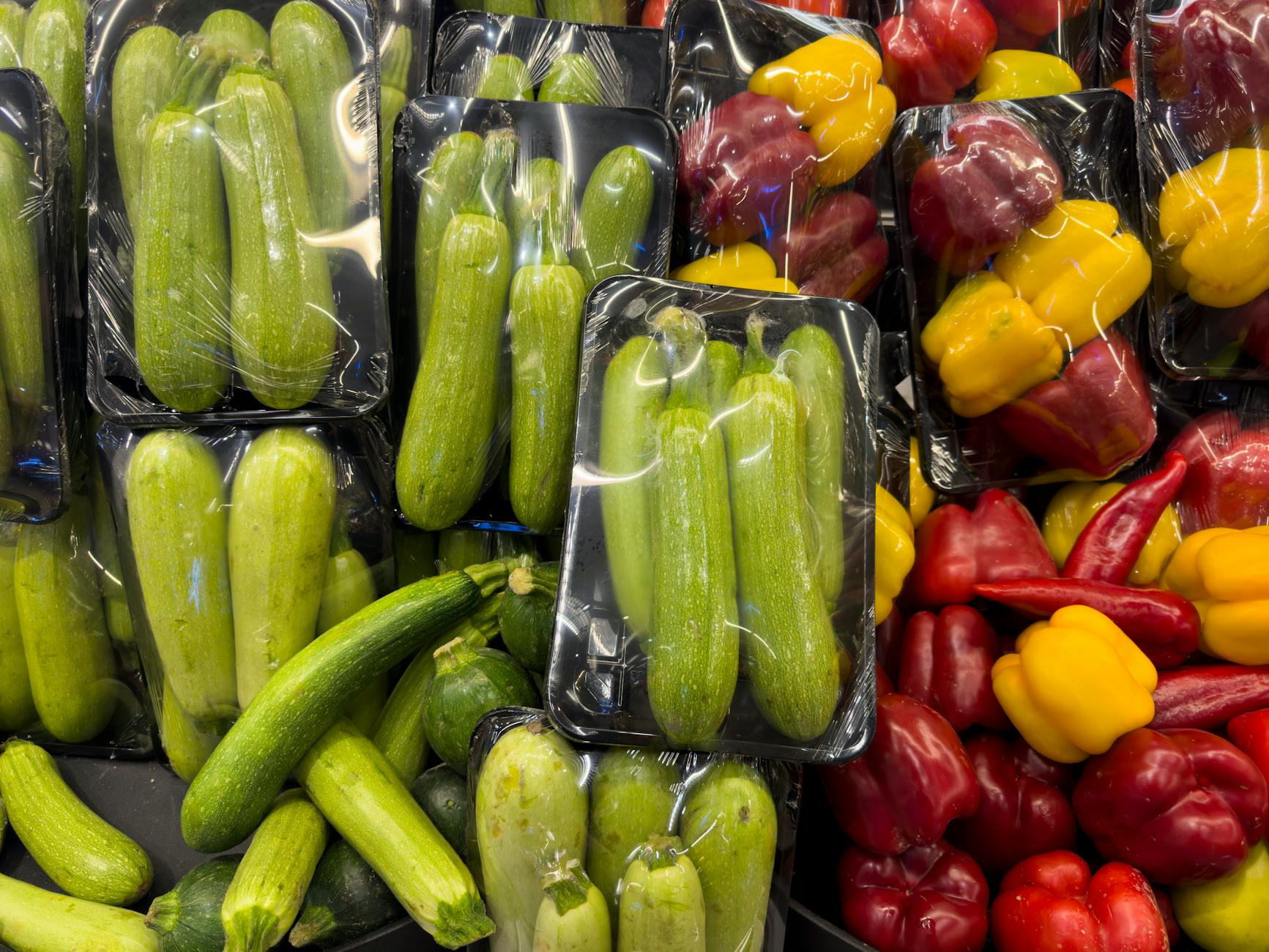 fresh organic vegetables on display at market