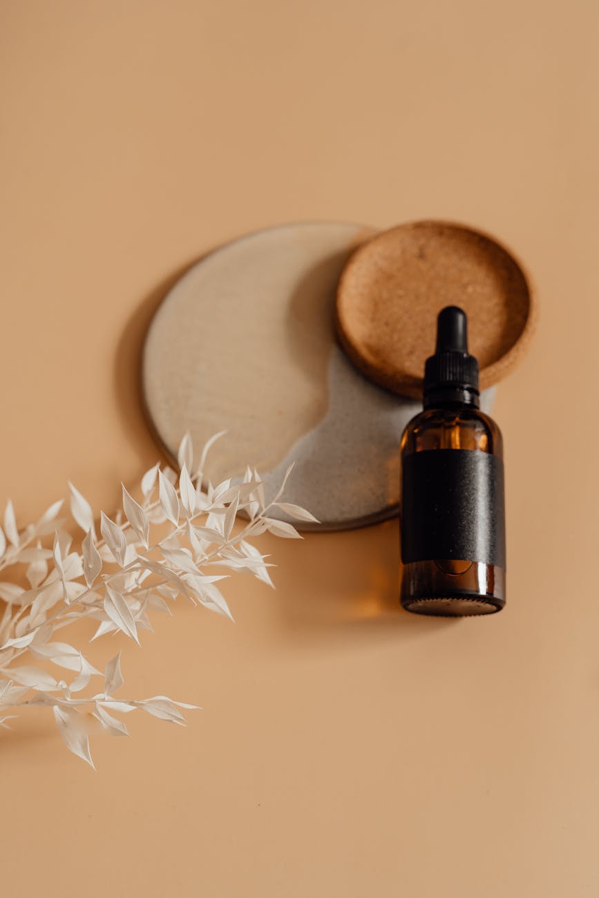 brown bottle with dropper